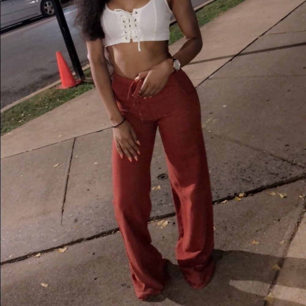 Orange linen pants